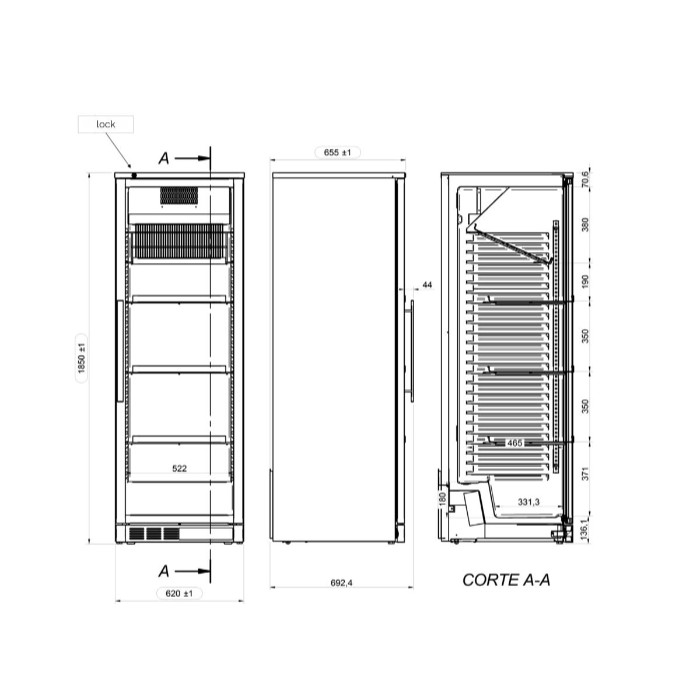 Холодильна шафа для вина (об'єм: 400 л / 1 скл.дверцята) GGM Gastro WKFA400 1