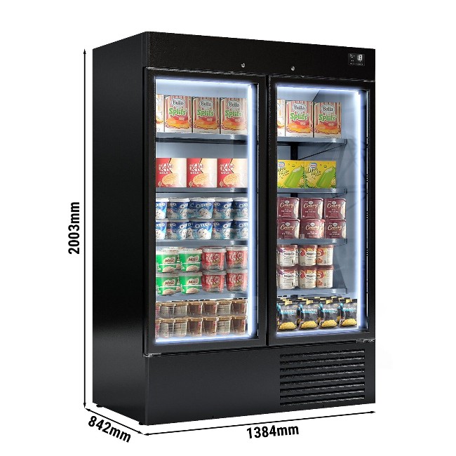 Морозильна шафа - 1310 Л - 2 скляні двері - чорна GGM Gastro TKI1310S 0