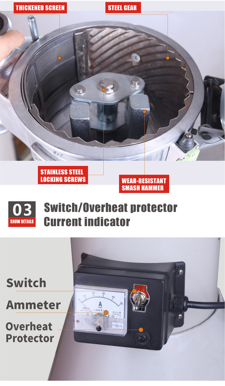 Вертикальний молотковий млин дробарка Vektor XH-08B 2500W 2