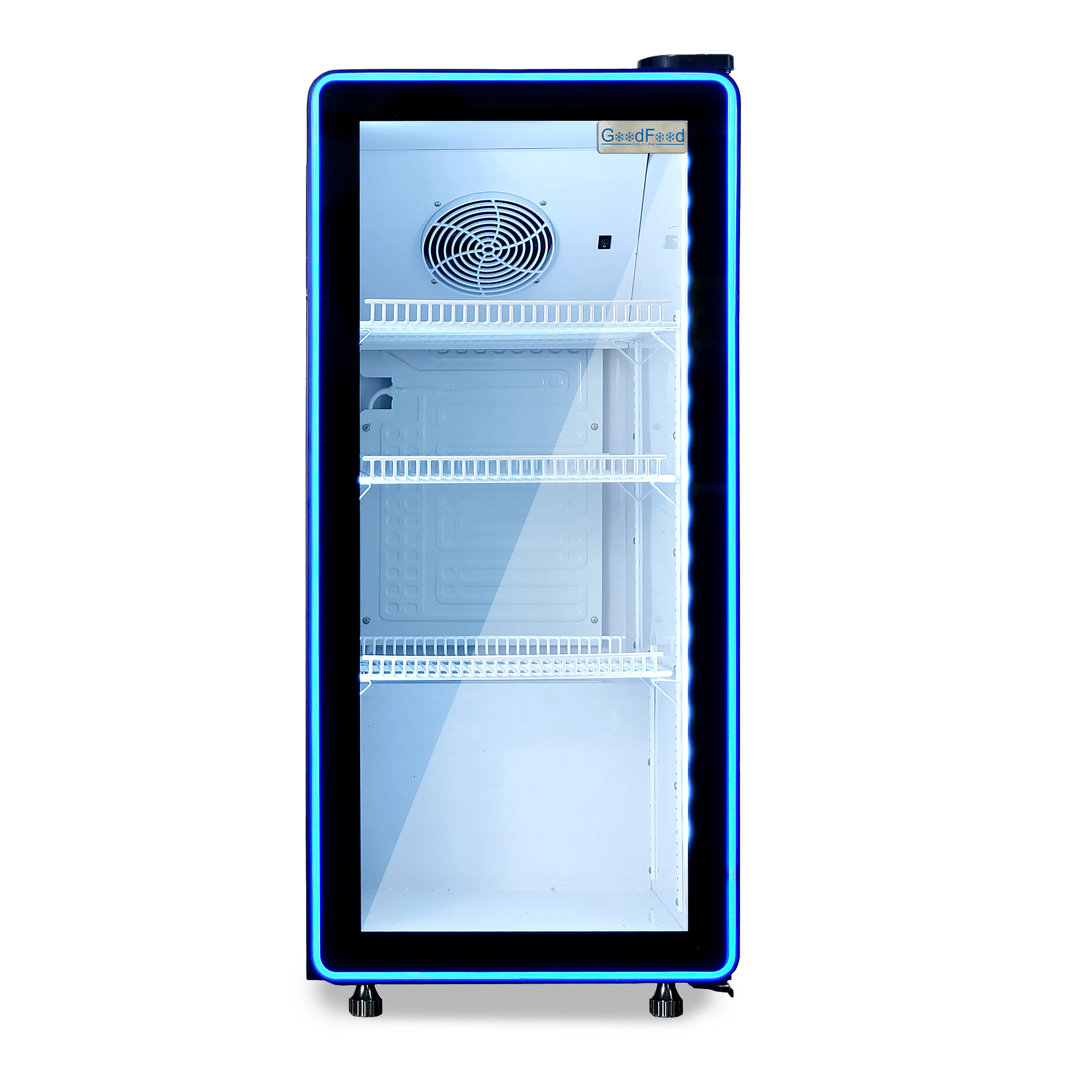 Шафа холодильна для напоїв GoodFood BC170NBW2LEDBLUE чорна-біла 0