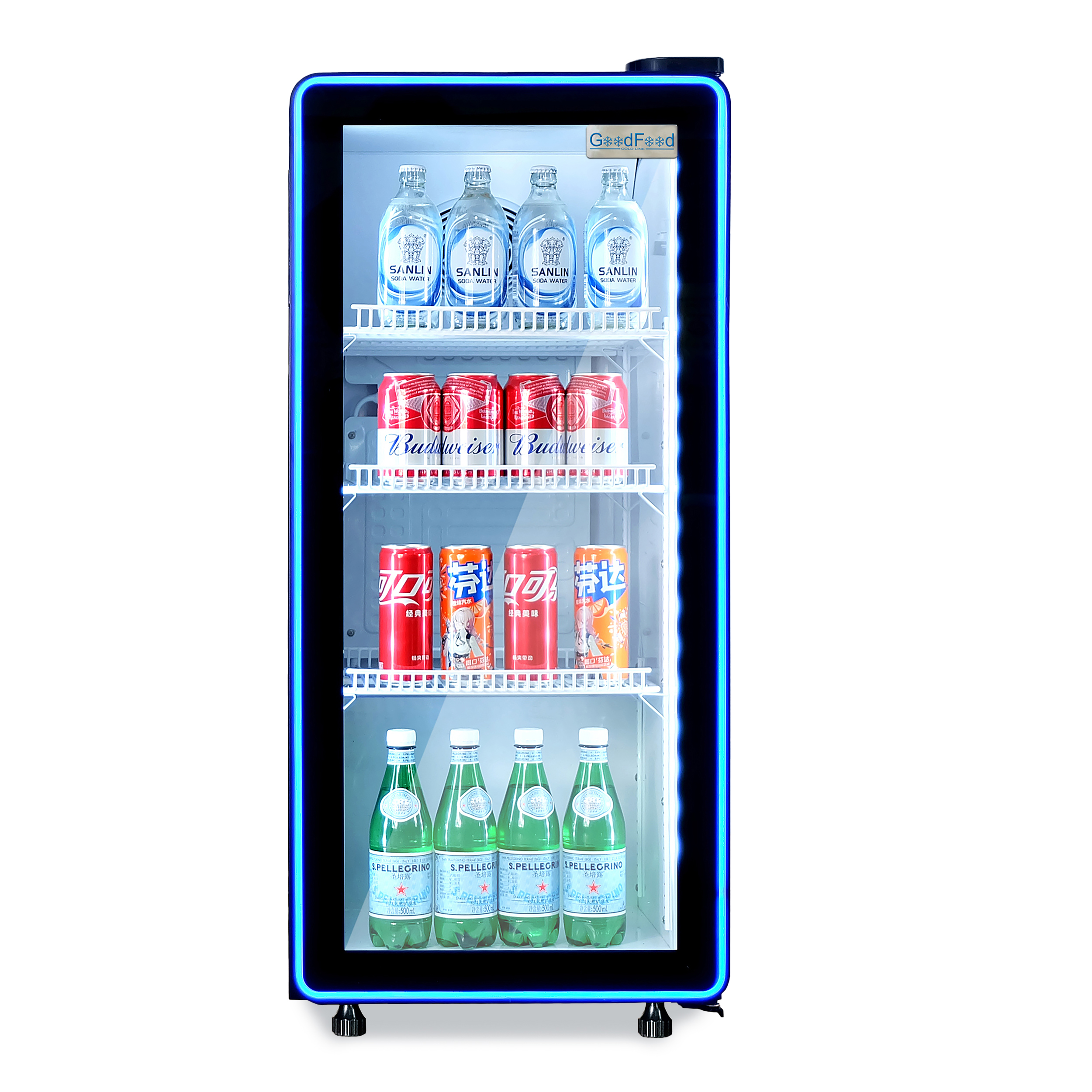 Шафа холодильна для напоїв GoodFood BC170NBW2LEDBLUE чорна-біла 1