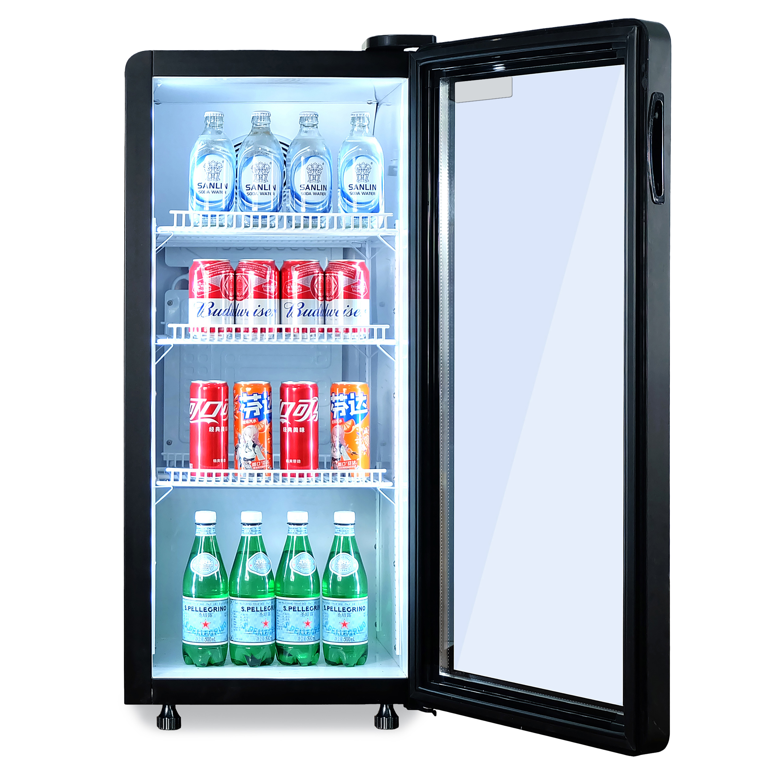 Шафа холодильна для напоїв GoodFood BC170NBW2LEDBLUE чорна-біла 2