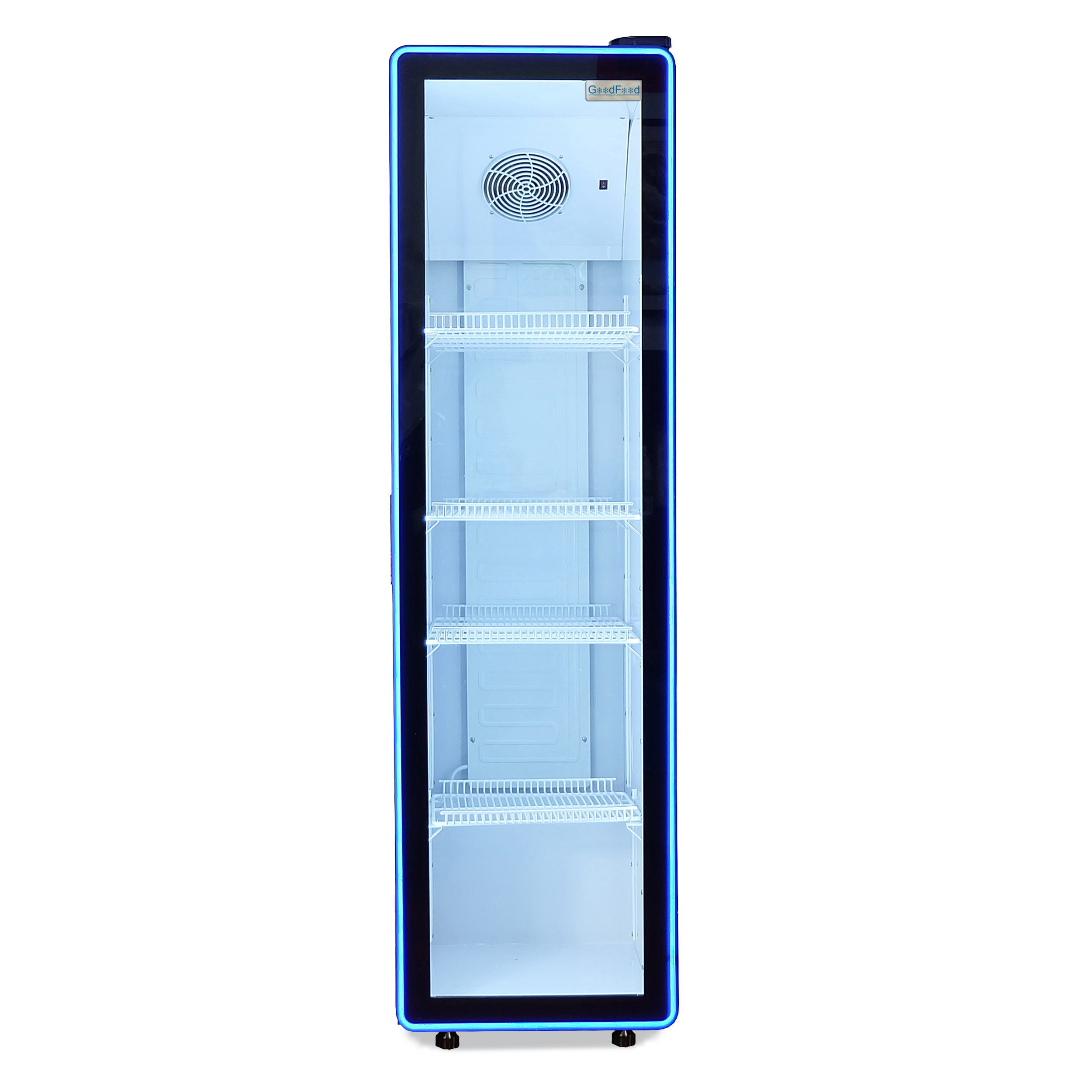 Шафа холодильна для напоїв GoodFood BC310NBW2LEDBLUE чорна-біла 0