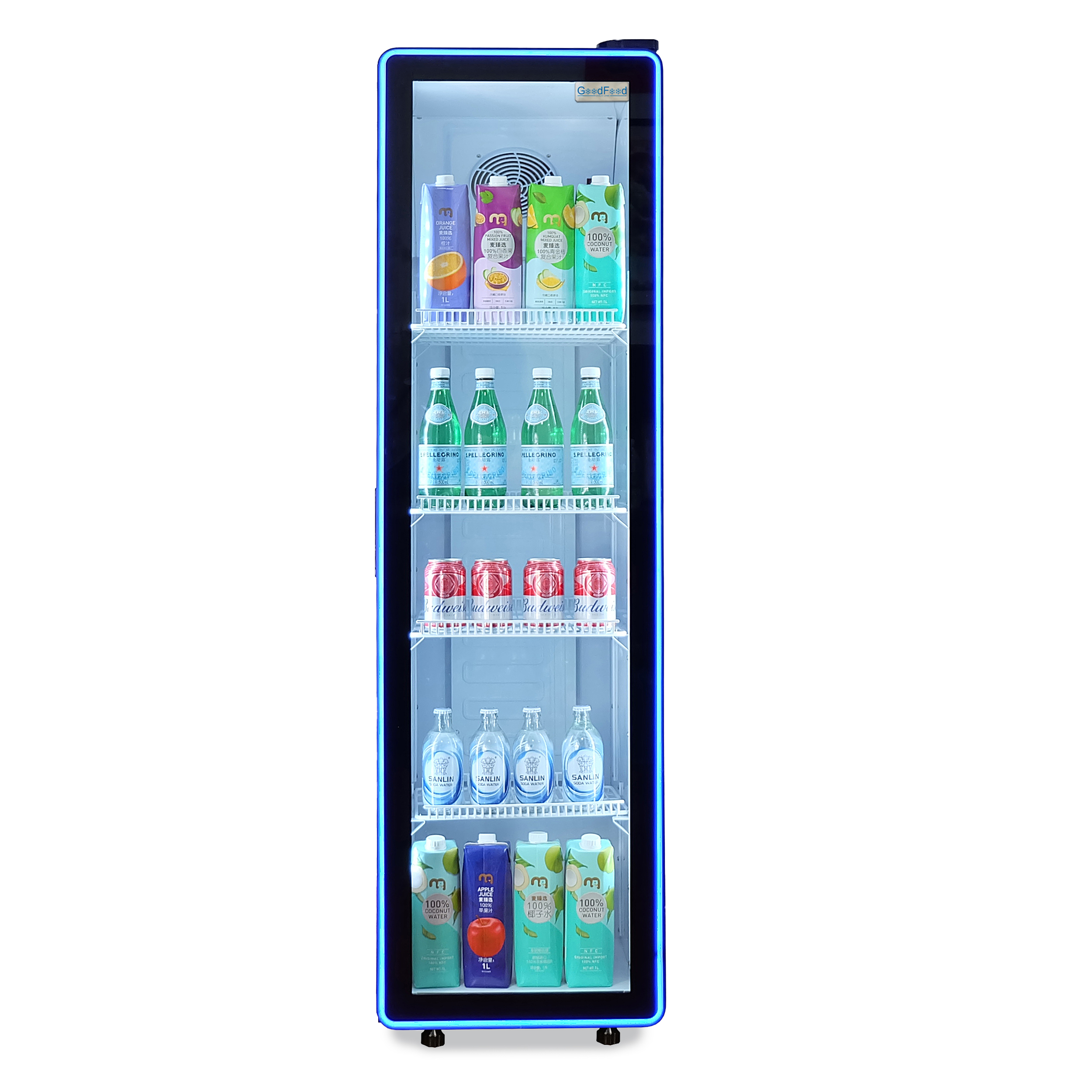 Шафа холодильна для напоїв GoodFood BC310NBW2LEDBLUE чорна-біла 1