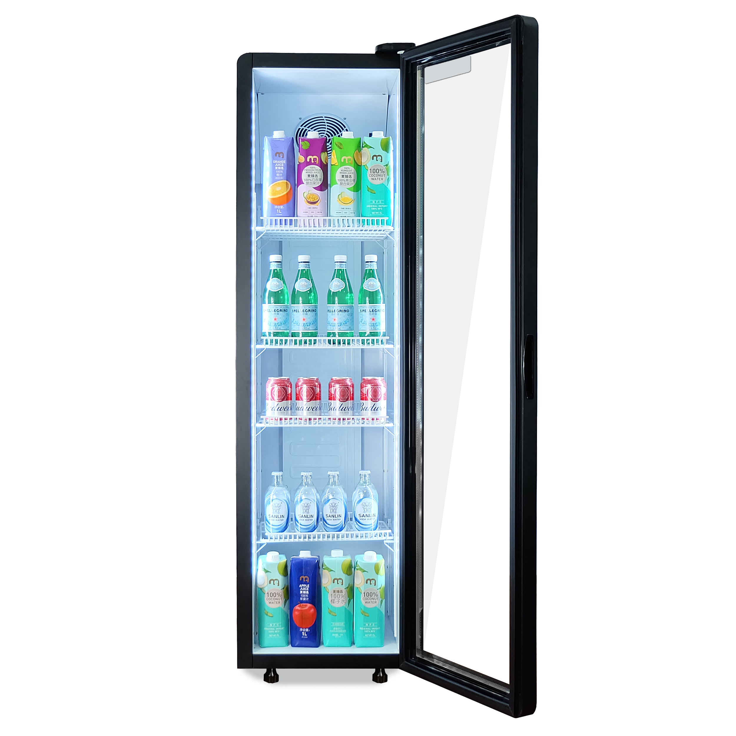 Шафа холодильна для напоїв GoodFood BC310NBW2LEDBLUE чорна-біла 2