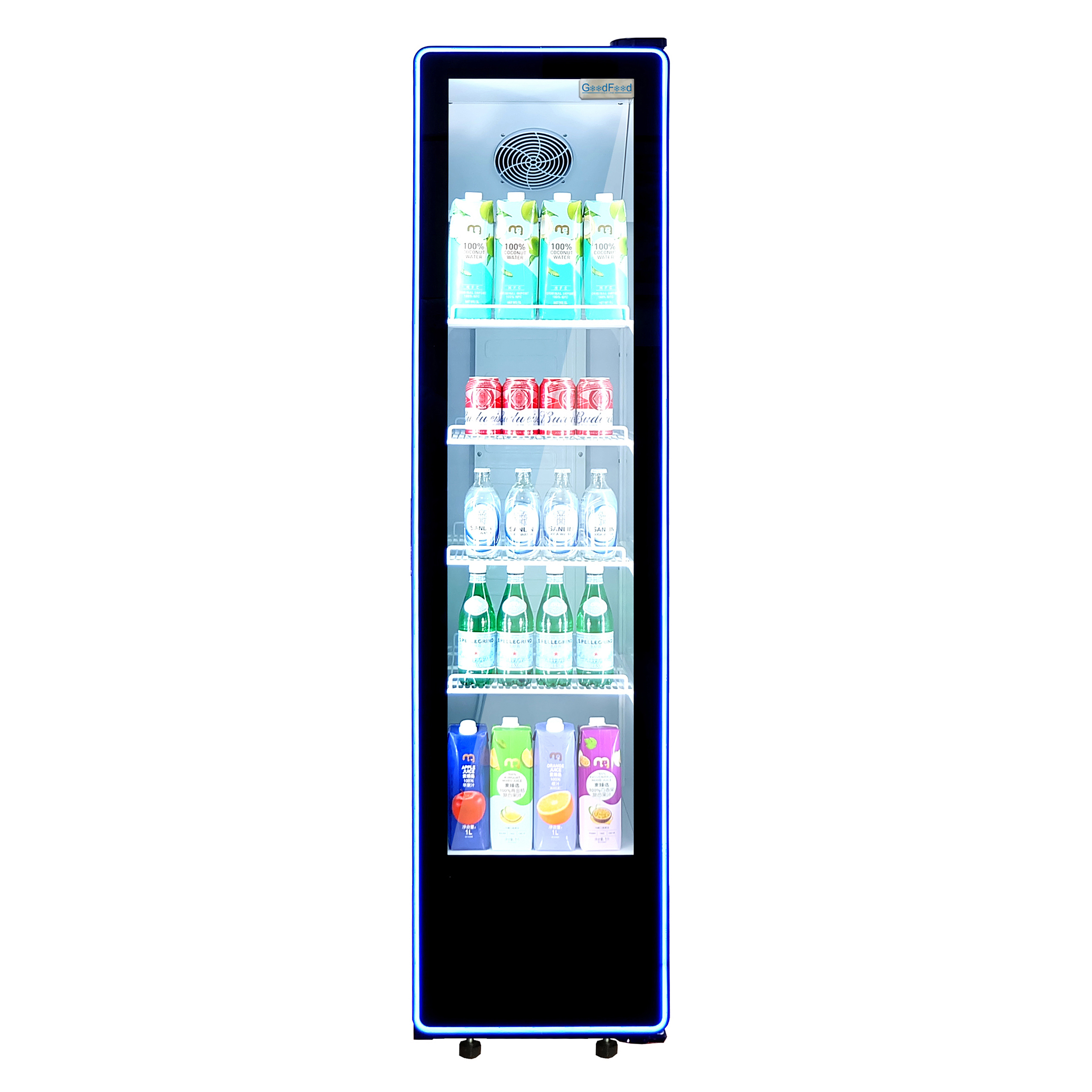 Шафа холодильна для напоїв GoodFood BC380NBW2LEDBLUE чорна-біла 1