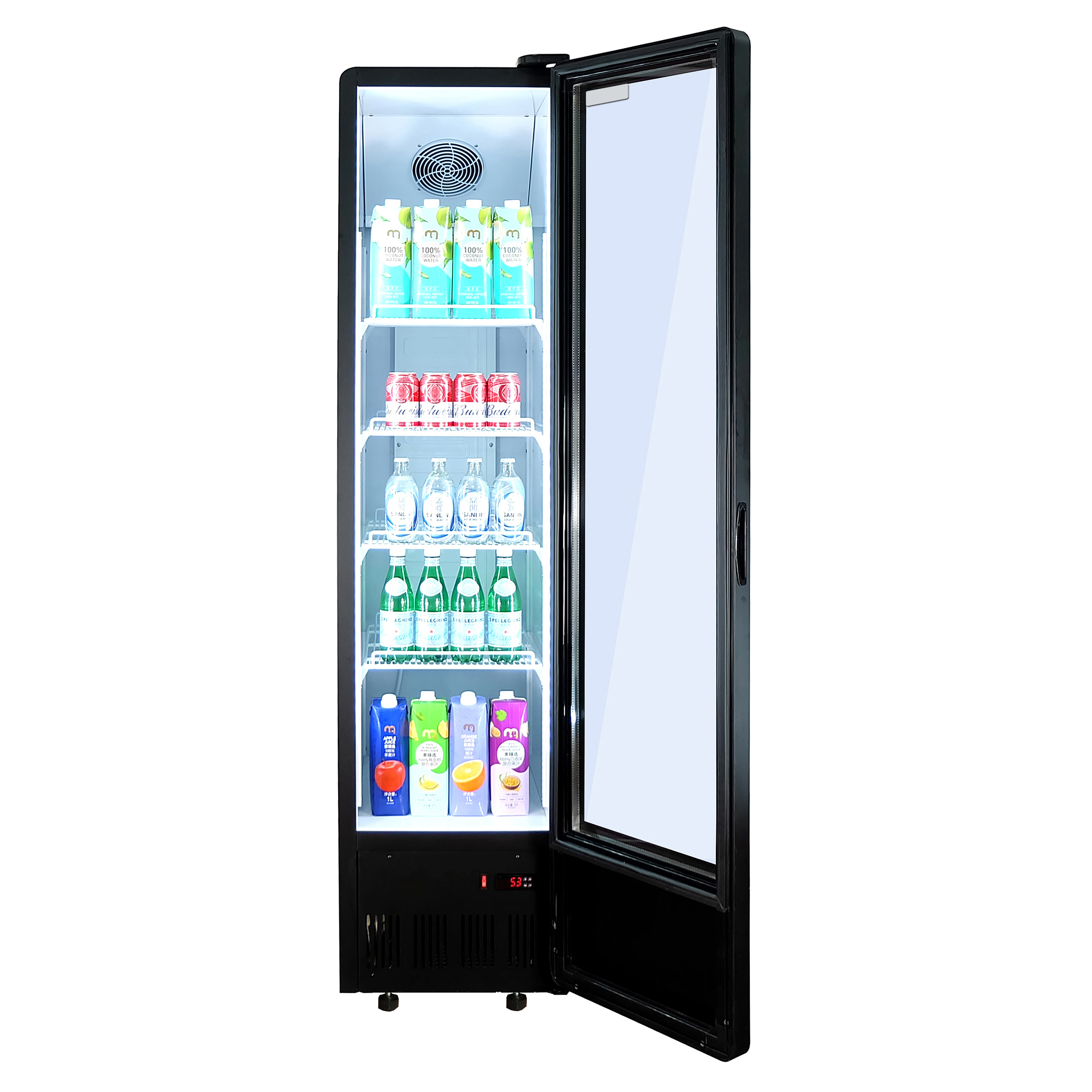 Шафа холодильна для напоїв GoodFood BC380NBW2LEDBLUE чорна-біла 2
