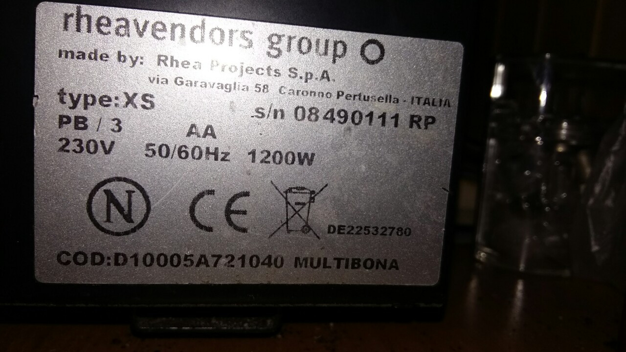 Кавовий автомат кавомашина RheaVendors XS/E2 AA Multibona 1
