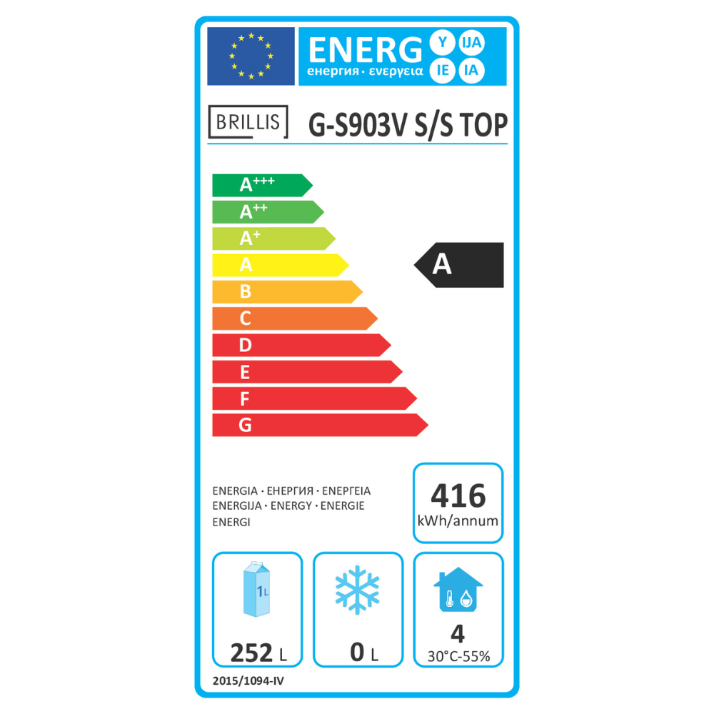 Стіл холодильний тридверний енергоефективний BRILLIS G-S903V S/S TOP 0