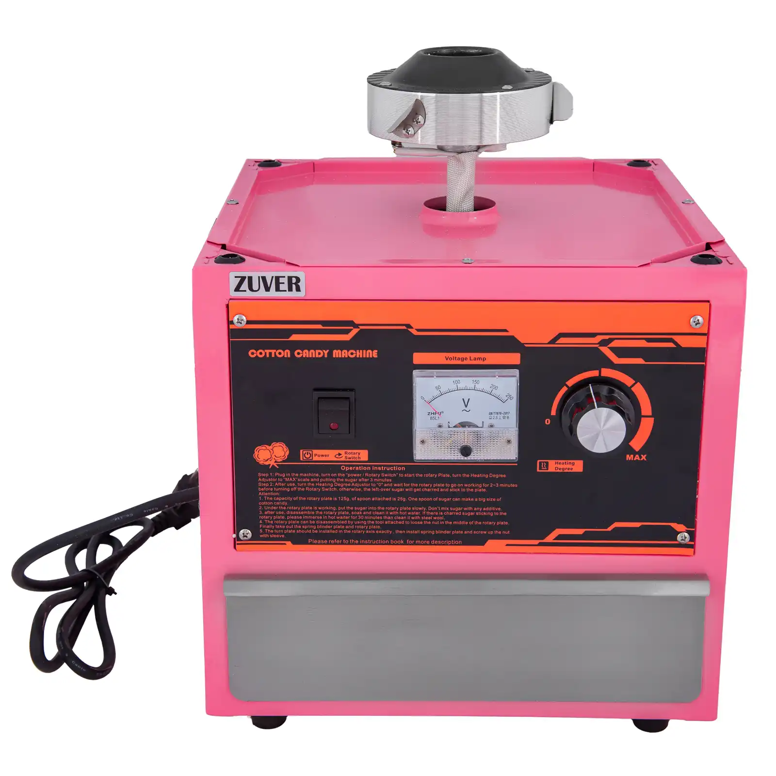 Апарат для цукрової вати ZUVER CandyMax LUX з куполом (Німеччина) 980W оберти мідним двигуном  6