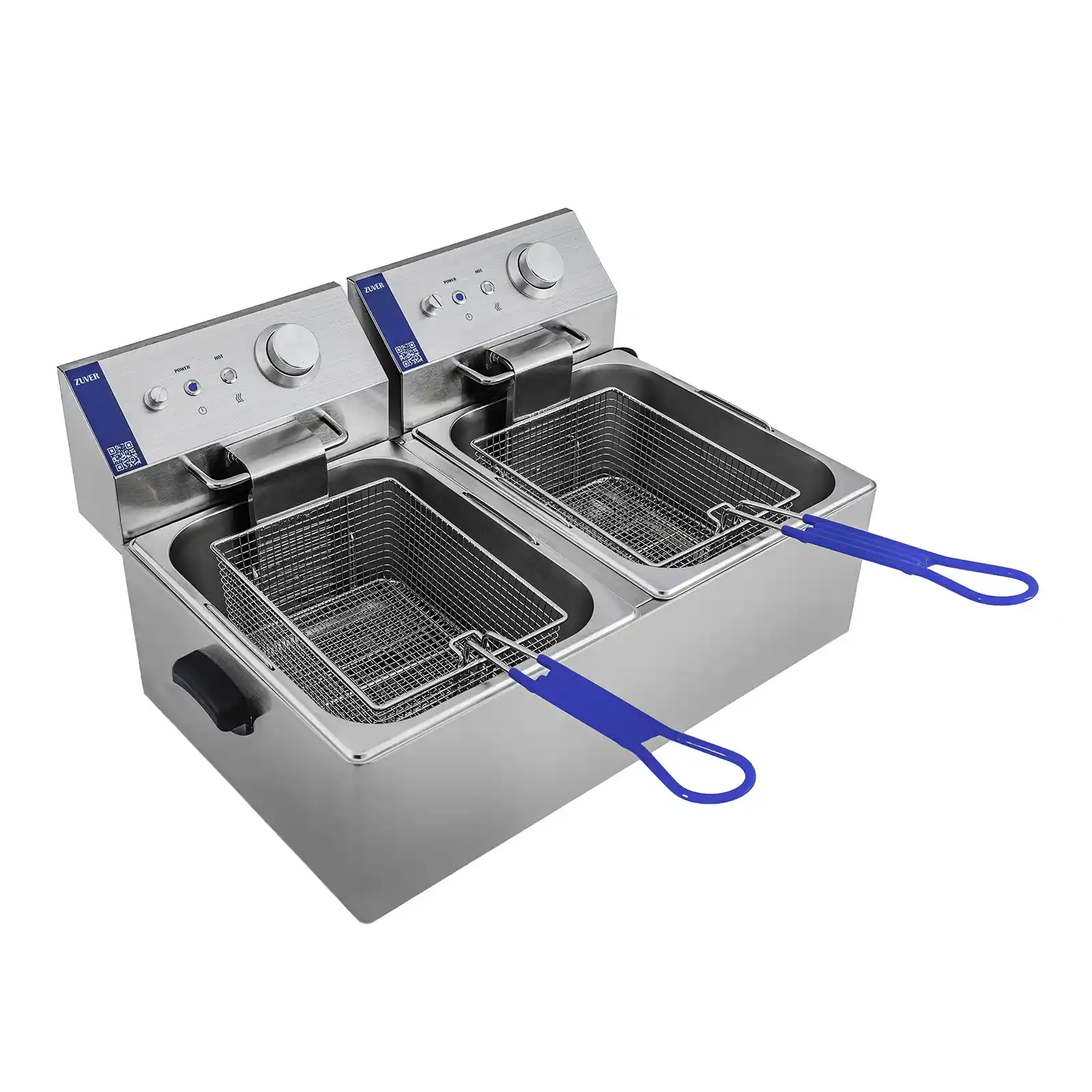 Фритюрница профессиональная двухпостовая ZUVER Bavaria 2X6 Handle с ручками в гастроемкостях и корпусе 5000W с защитой от перегрева 0