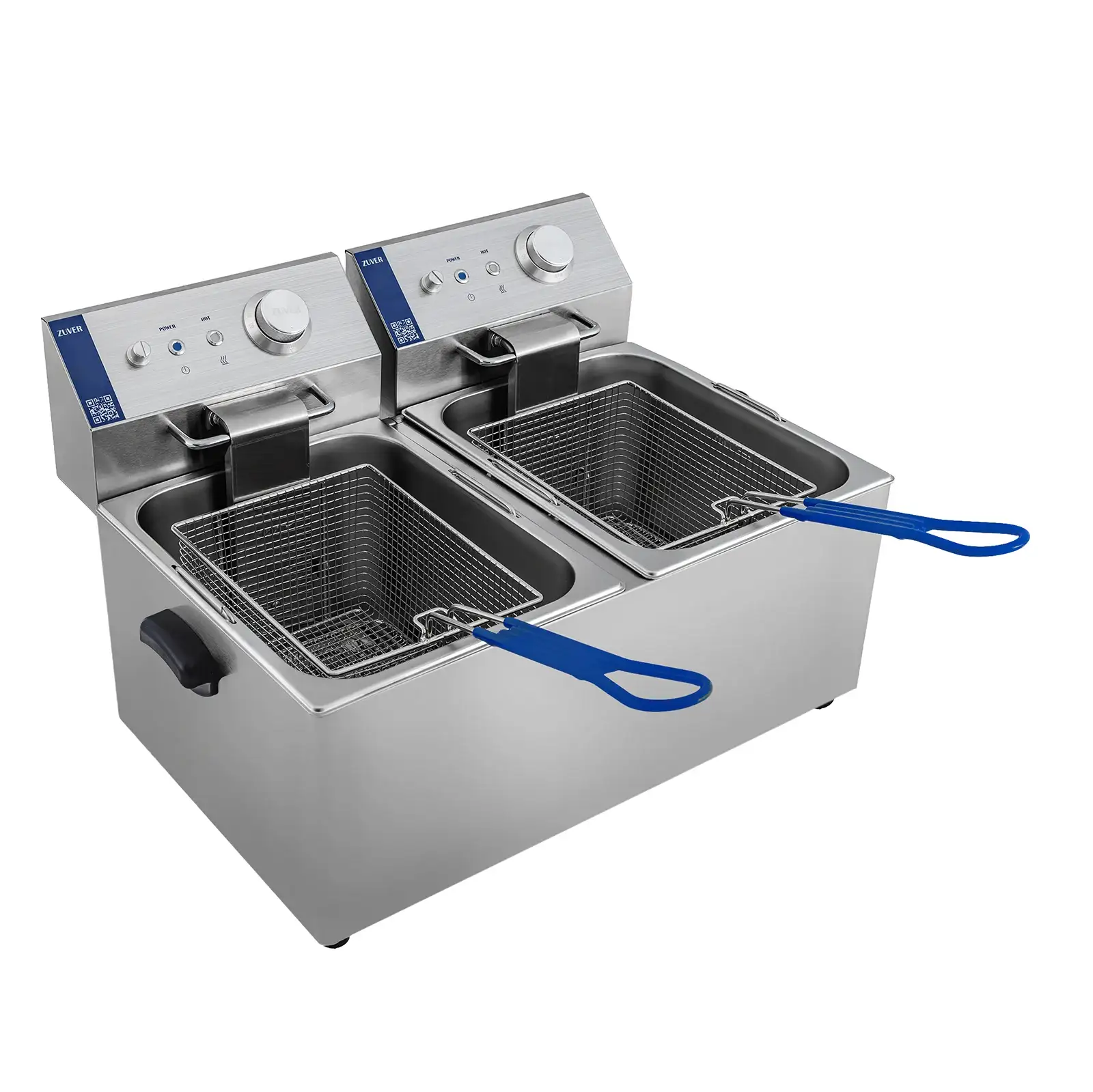Фритюрниця професійна двопостова ZUVER Bavaria 2X8 Handle з ручками у гастроємностях та корпусі 5600W з захистом від перегріву 0