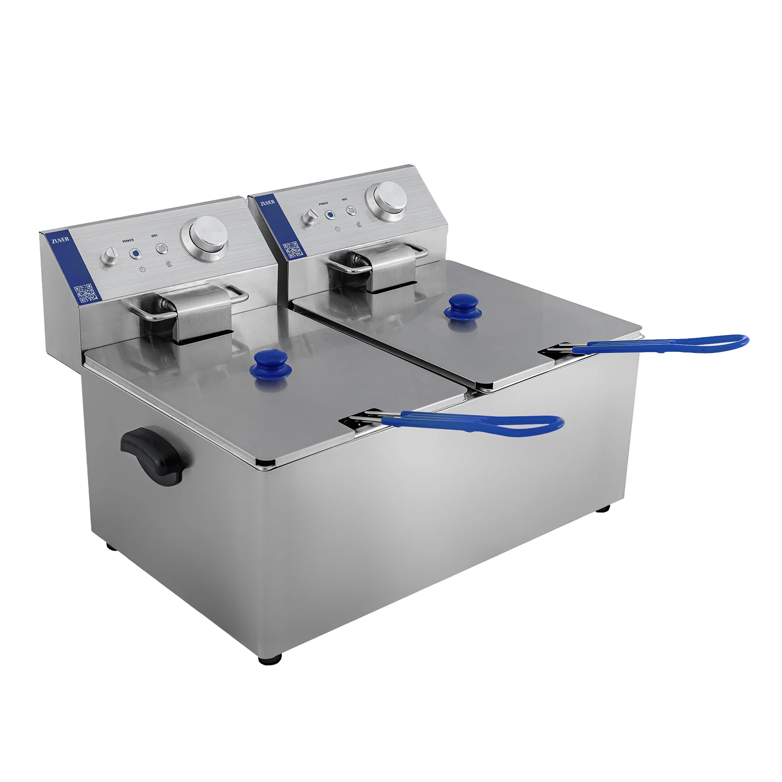Фритюрниця професійна двопостова ZUVER Bavaria 2X8 Handle з ручками у гастроємностях та корпусі 5600W з захистом від перегріву 1