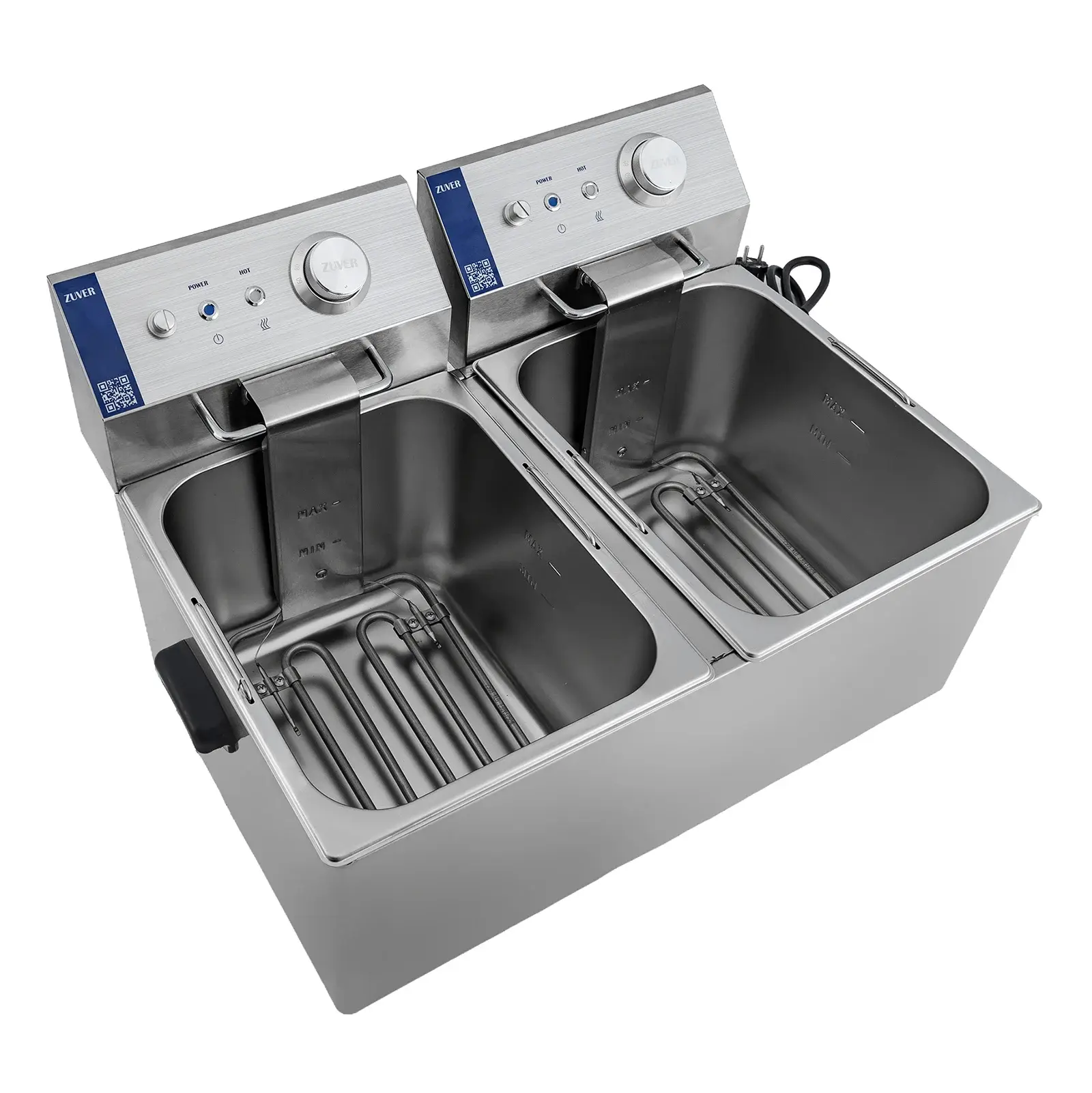 Фритюрниця професійна двопостова ZUVER Bavaria 2X8 Handle з ручками у гастроємностях та корпусі 5600W з захистом від перегріву 2
