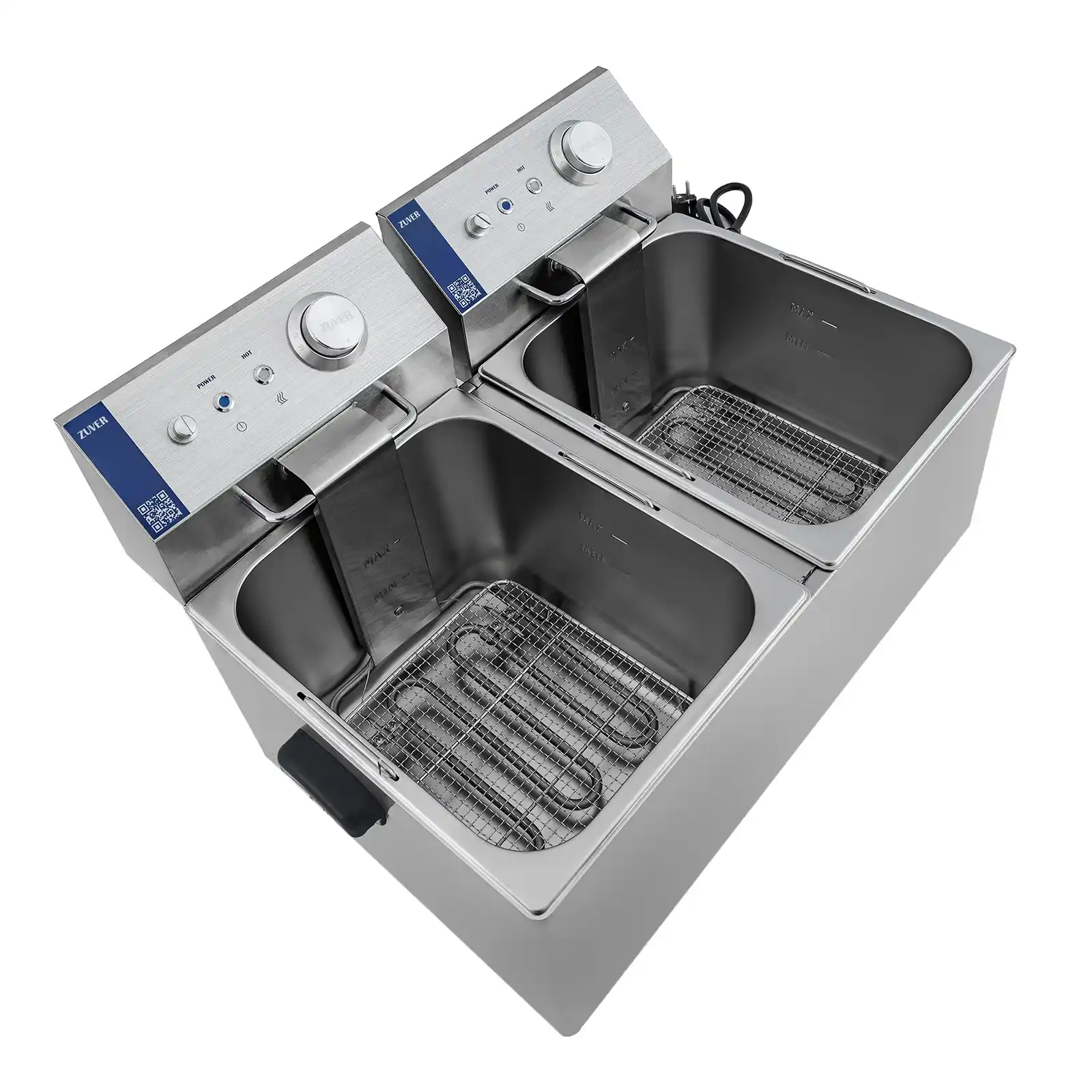 Фритюрниця професійна двопостова ZUVER Bavaria 2X8 Handle з ручками у гастроємностях та корпусі 5600W з захистом від перегріву 4