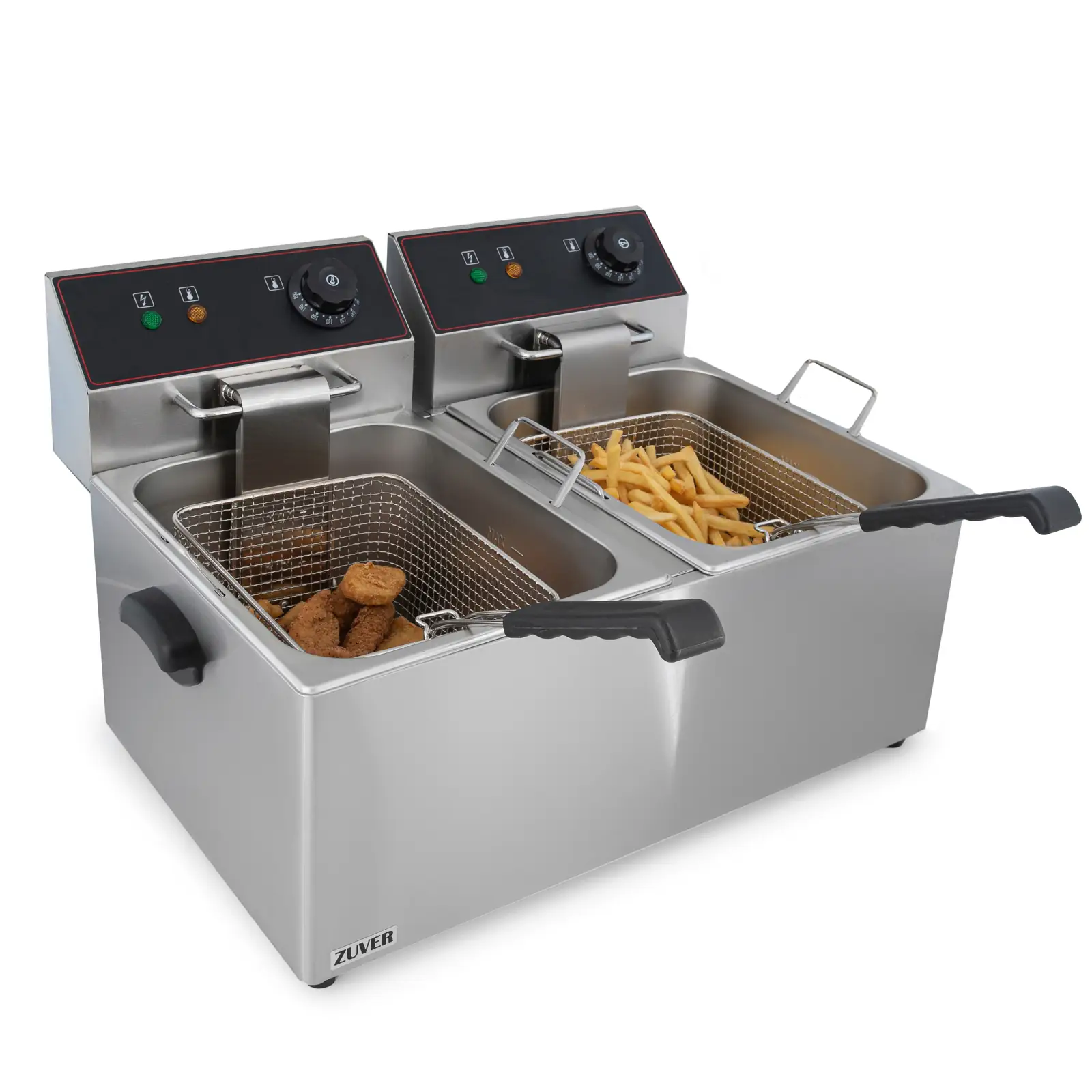 Фритюрниця професійна двопостова ZUVER Bavaria 2X8 Handle з ручками у гастроємностях та корпусі 5600W з захистом від перегріву 2