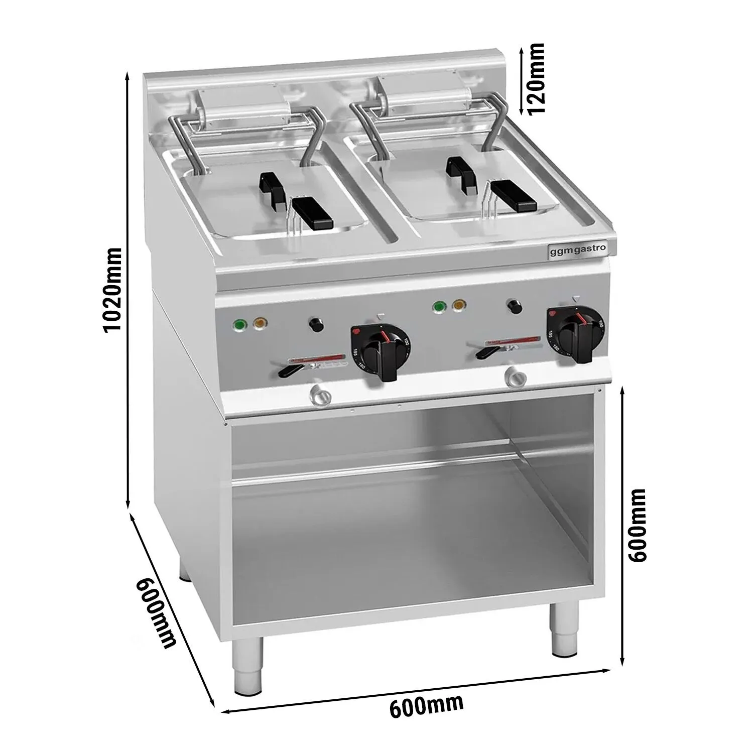 Фритюрниця електрична подвійна 10+10 літрів GGM Gastro EFB663H-10+10#SET 0