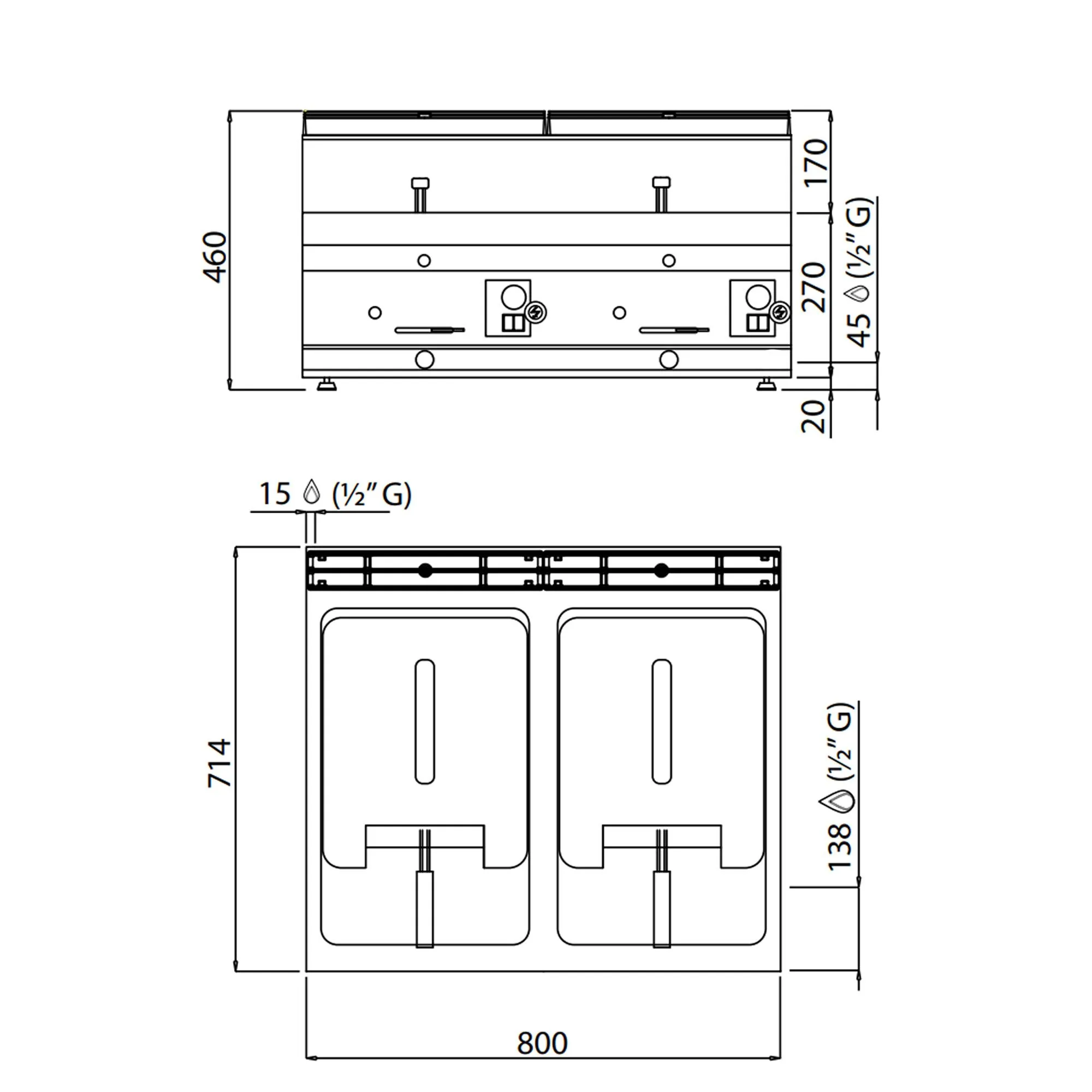 Фритюрница газовая 10+10 л (13,8 кВт) GGM Gastro GFB873T-10+10 2