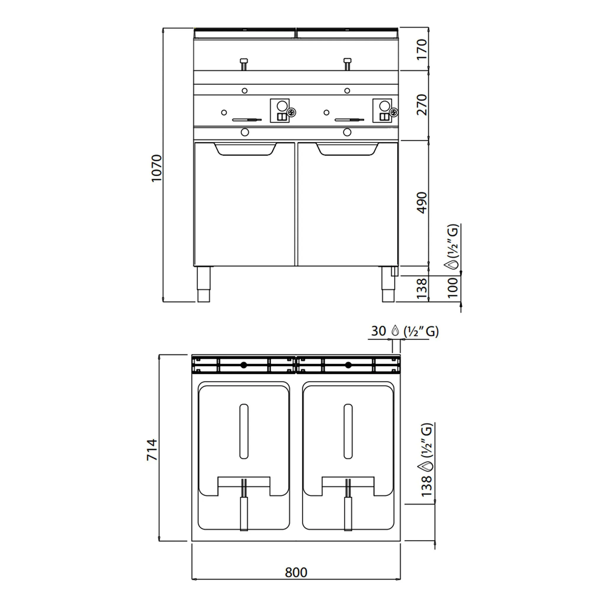 Фритюрница газовая 10+10 л (13,8 кВт) GGM Gastro GFB879T-10+10 1
