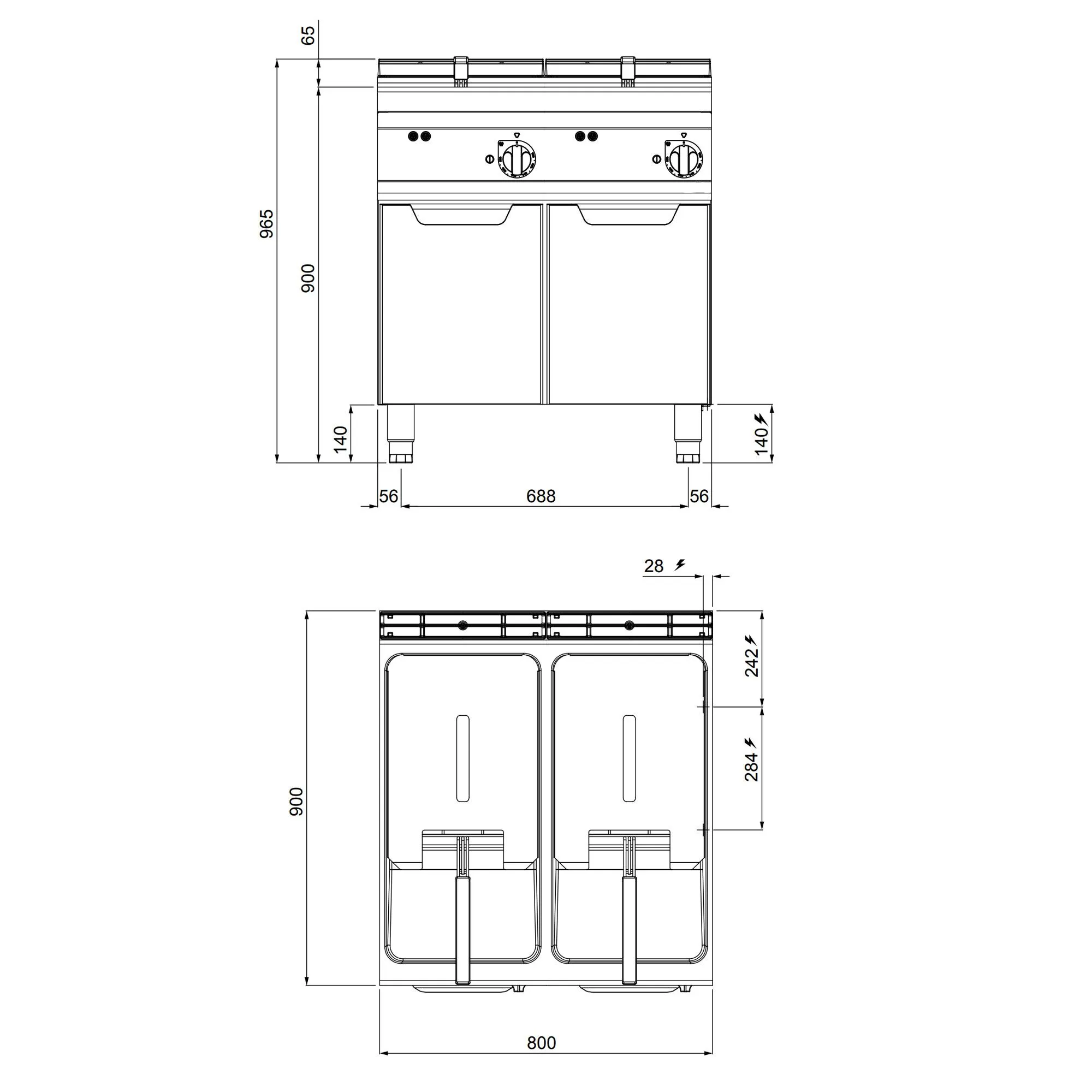 Фритюрница газовая 22+22 л (44 кВт) GGM Gastro EFB899P-22+22 2