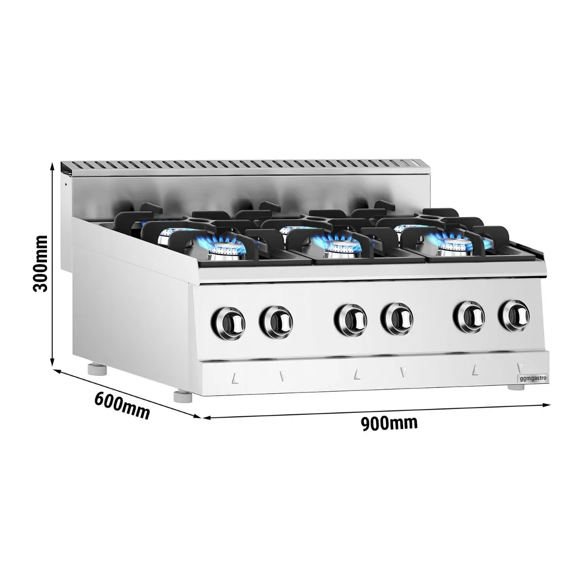 Газова плита - 36 кВт - 6 високопродуктивних конфорок GGM GASTRO GHK9636HP 5