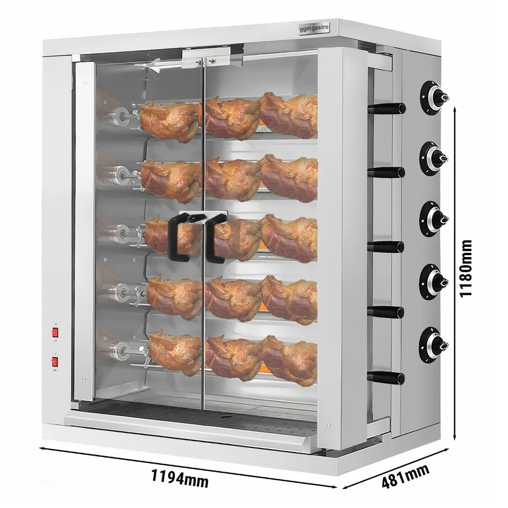 Газовый гриль для кур с 5 вертелами для приготовления до 30 тушек GGM GASTRO GHGE30 0
