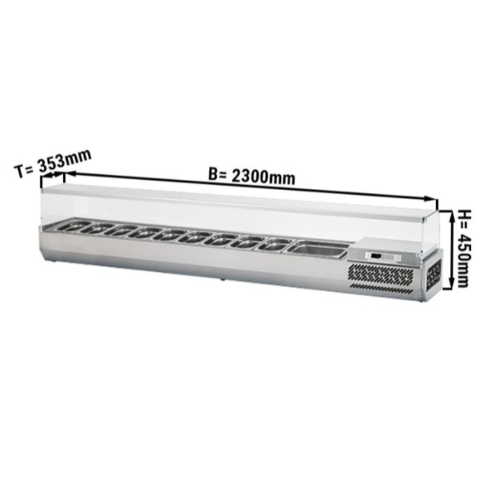 Холодильная витрина 2300x353мм - 11x GN 1/4 PREMIUM PLUS GGM Gastro AGI233 0