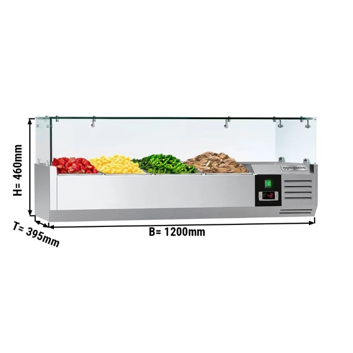 Холодильная витрина 1200x395мм - 4x GN 1/3 PREMIUM GGM Gastro AGG124ND 1