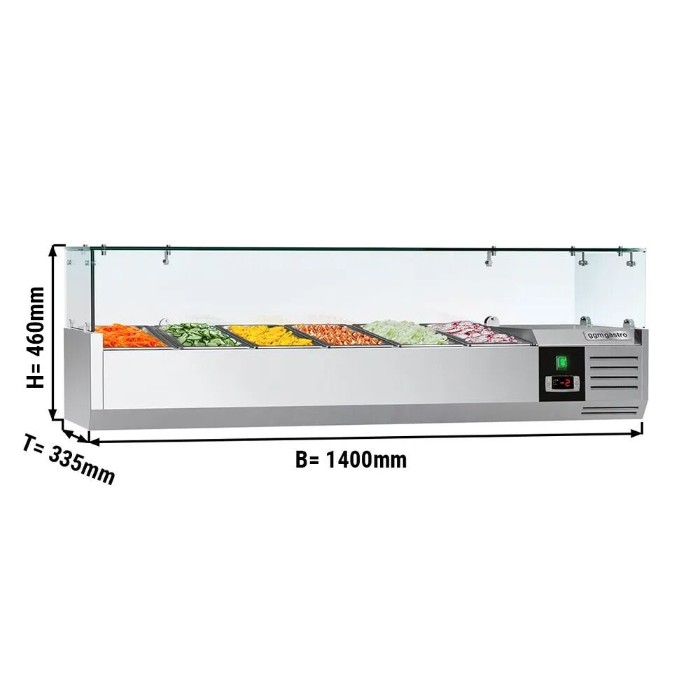 Холодильная витрина 1400x335мм - 6x GN 1/4 PREMIUM GGM Gastro AGG143ND 0