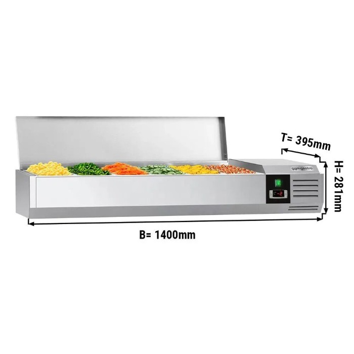 Холодильная витрина 1400x395мм - 6x GN 1/3 PREMIUM GGM Gastro AGG144END 1