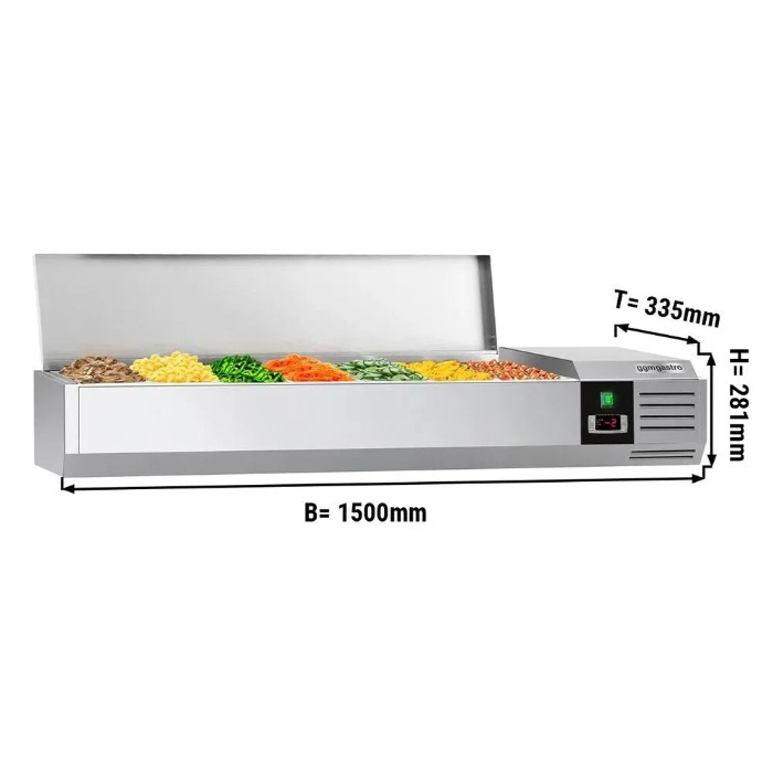 Холодильная витрина 1500x335мм - 7x GN 1/4 PREMIUM GGM Gastro AGG153END 0