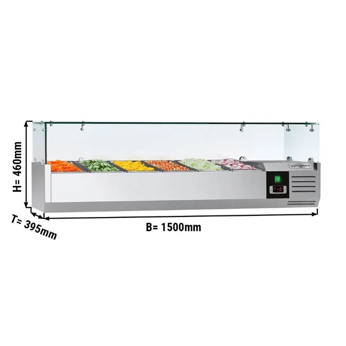 Холодильная витрина 1500x395мм - 6x GN 1/3 PREMIUM GGM Gastro AGG154ND 0