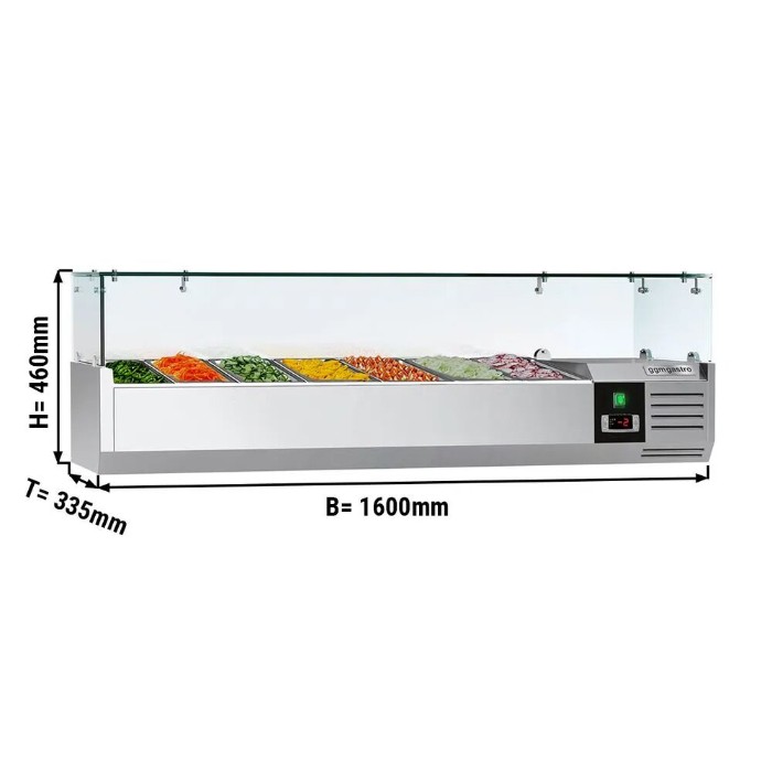 Холодильная витрина 1600x335мм - 7x GN 1/4 PREMIUM GGM Gastro AGG163ND 0
