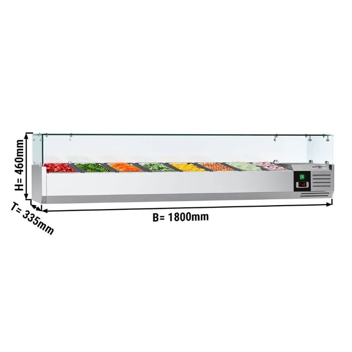 Холодильная витрина 1800x335мм - 8x GN 1/4 PREMIUM GGM Gastro AGG183ND 1