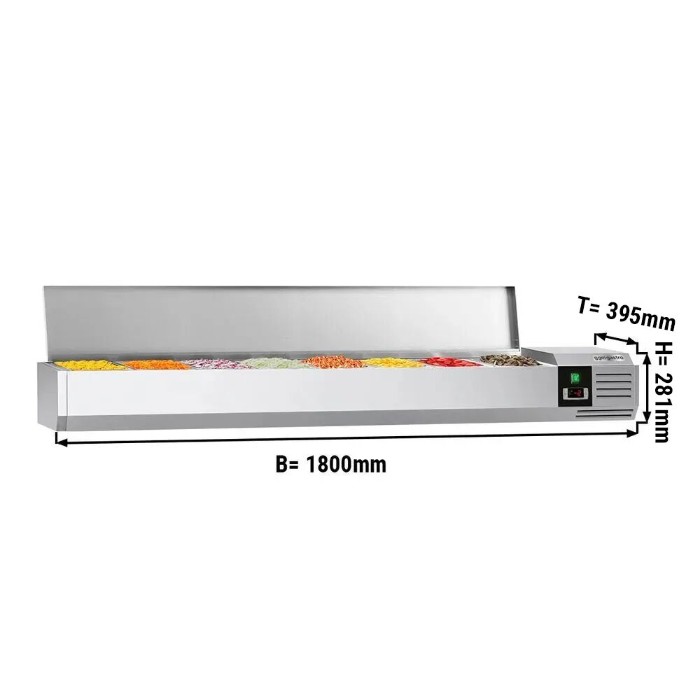 Холодильная витрина 1800x395мм - 8x GN 1/3 PREMIUM GGM Gastro AGG184END 0