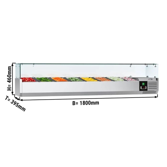 Холодильная витрина 1800x395мм - 8x GN 1/3 PREMIUM GGM Gastro AGG184ND 1
