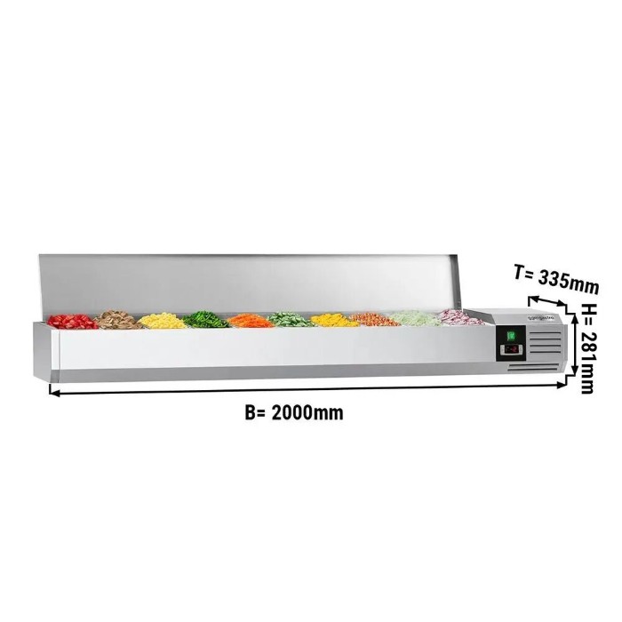 Холодильная витрина 2000x335мм - 10x GN 1/4 PREMIUM GGM Gastro AGG203END 0