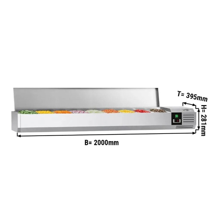 Холодильная витрина 2000x395мм - 9x GN 1/3 PREMIUM GGM Gastro AGG204END 0