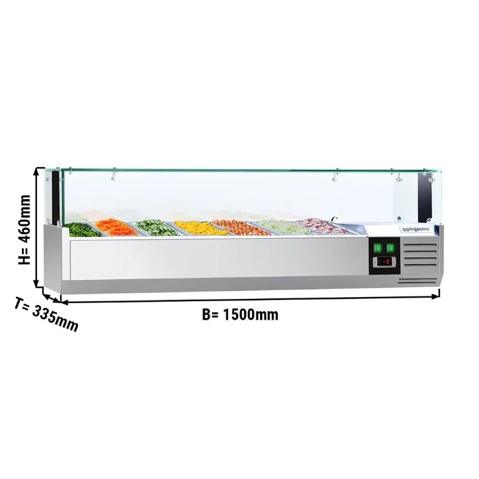 Холодильная витрина 1500x335мм - 7x GN 1/4 PREMIUM GGM Gastro AGS153LND 0