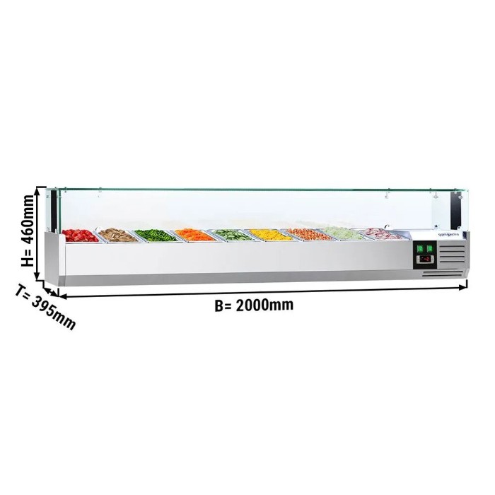 Холодильная витрина 2000x395мм - 9x GN 1/3 PREMIUM GGM Gastro AGS204LND 0