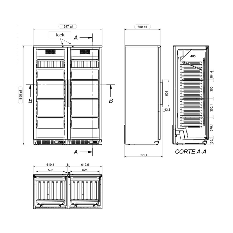 Холодильна шафа для вина (об'єм: 800 л / 2 скляні двері) GGM Gastro WKFA800 1