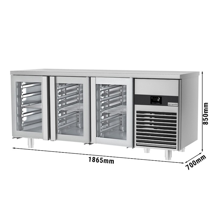 Холодильний стіл PREMIUM - 1,86 x 0,7 м - 3 скляні двері GGM Gastro KTF187ND-EF#3G 0