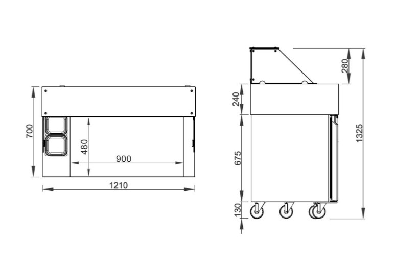 Холодильний стіл / Саладетта - 1.21 x 0.7 м / 4 висув. секції GGM Gastro ZBF127DN#2#SBF1212 2
