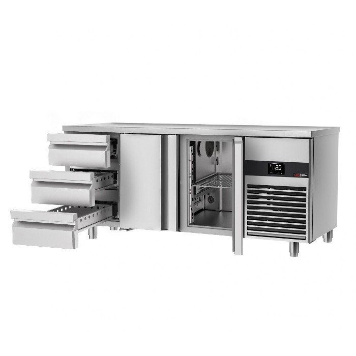 Холодильний стіл PREMIUM - 1.86 x 0.7 m (2 дверцята, 3 висувні секції) GGM Gastro KTF187ND-EF#2T#3S 1