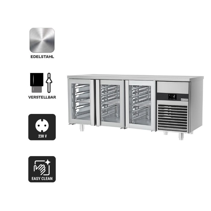 Холодильний стіл PREMIUM - 1,86 x 0,7 м - 3 скляні двері GGM Gastro KTF187ND-EF#3G 1