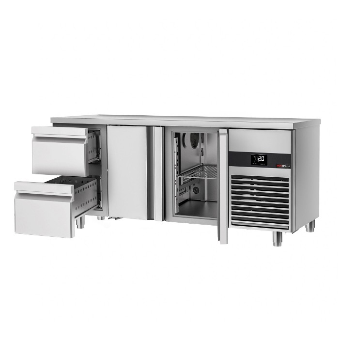 Холодильний стіл PREMIUM - 1.86 x 0.7 m (2 дверцята, 2 висувні секції) GGM Gastro KTF187ND-EF#2T#2S 1