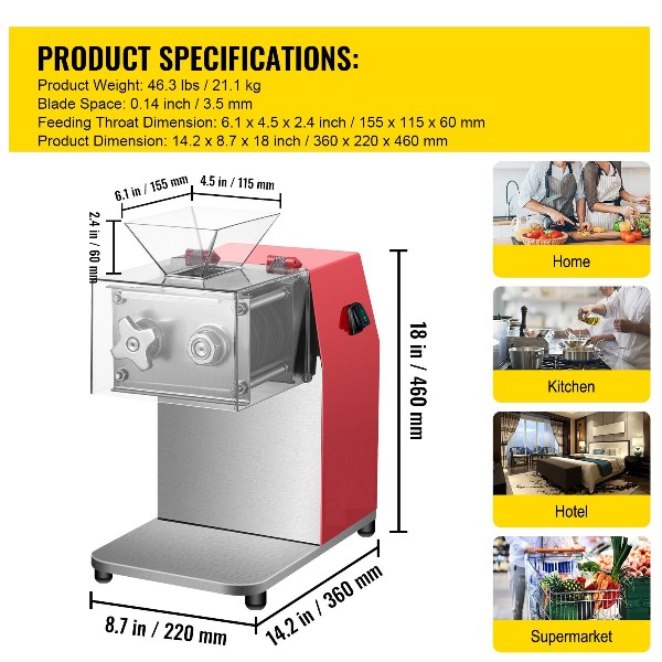 Комерційна машина для різання м'яса Zuver 850W 4