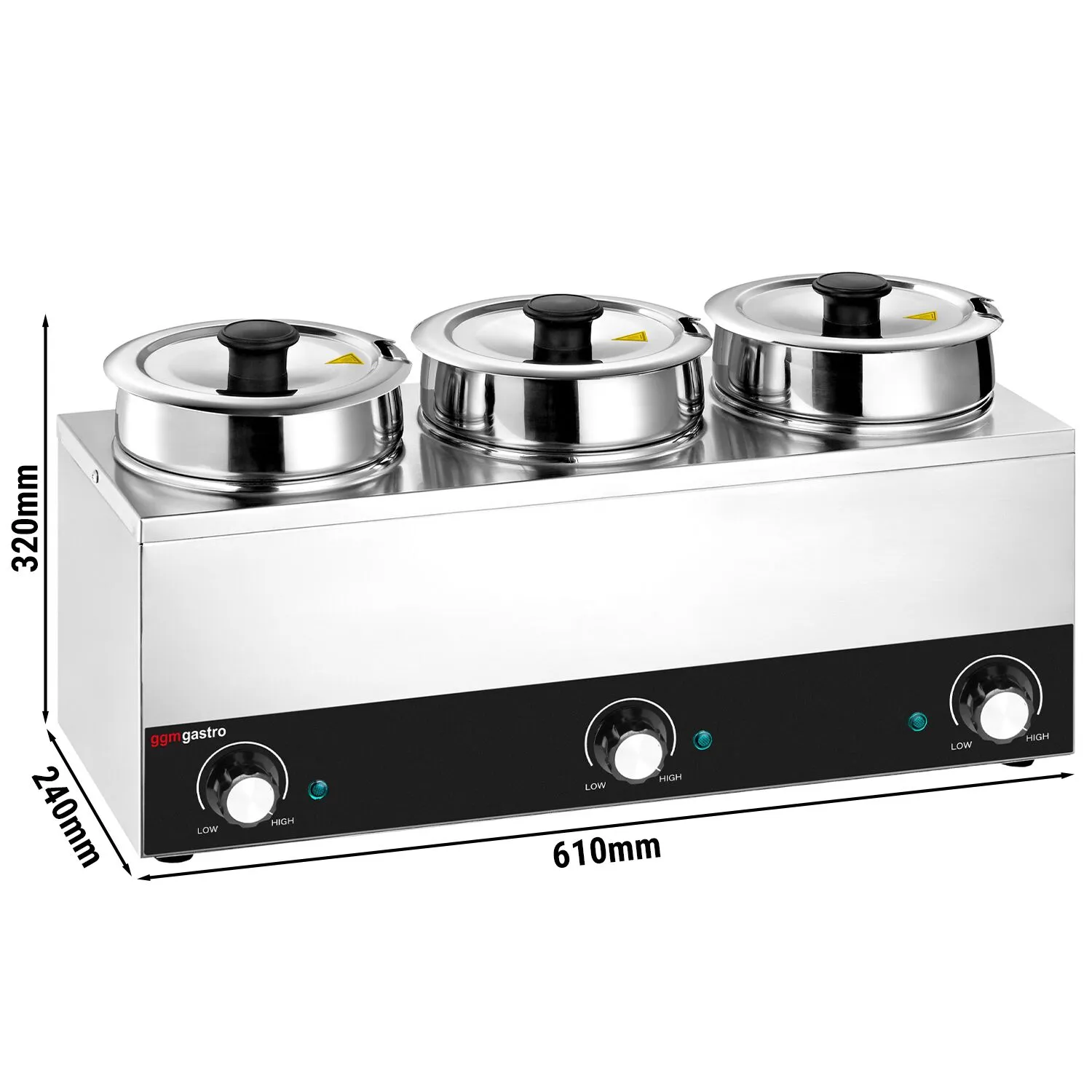 Мармит первых блюд Hotpot – 3 x 3,5 л – 450 Вт – общая емкость 10,5 л GGM GASTRO BHPV35-3 0