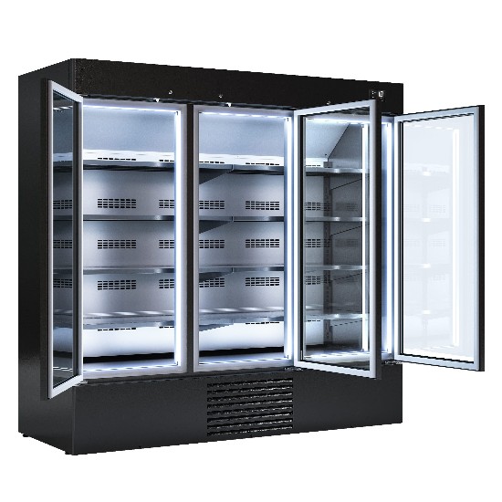 Морозильна шафа - 2030 Л - 3 скляні двері - чорна GGM Gastro TKI2030S 1