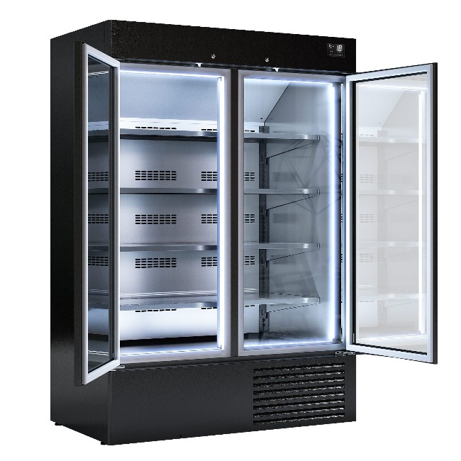 Морозильна шафа - 1310 Л - 2 скляні двері - чорна GGM Gastro TKI1310S 1